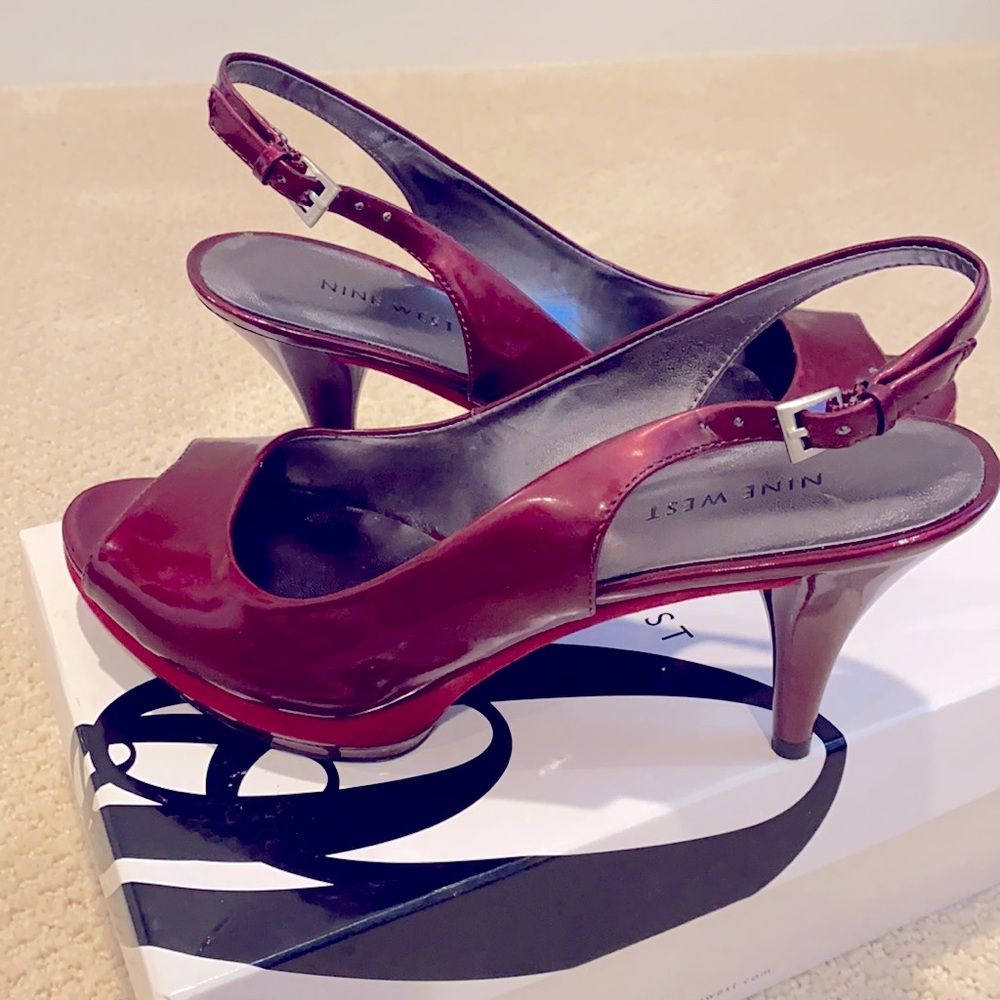 COPY - Nine West - Dark Red Sharina Mid heel Slingback